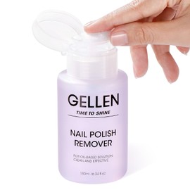 Gellen Nail Polish Remover Grape Scent, Non Acetone Nail Polish Remover Pump for Quick Dry Polishes, Gentle Fingernail Polish Remover with Vitamin E, Powerful Polish Removal for Home Salon 6.34 Fl Oz