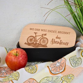 Spruchreif Plastic Lunch Box with Engraved Breakfast Board, Lunch Box Where the Way Ends, the Adventure Begins, Outdoor Breakfast, BPA-Free, 18 x 12 x 6 cm