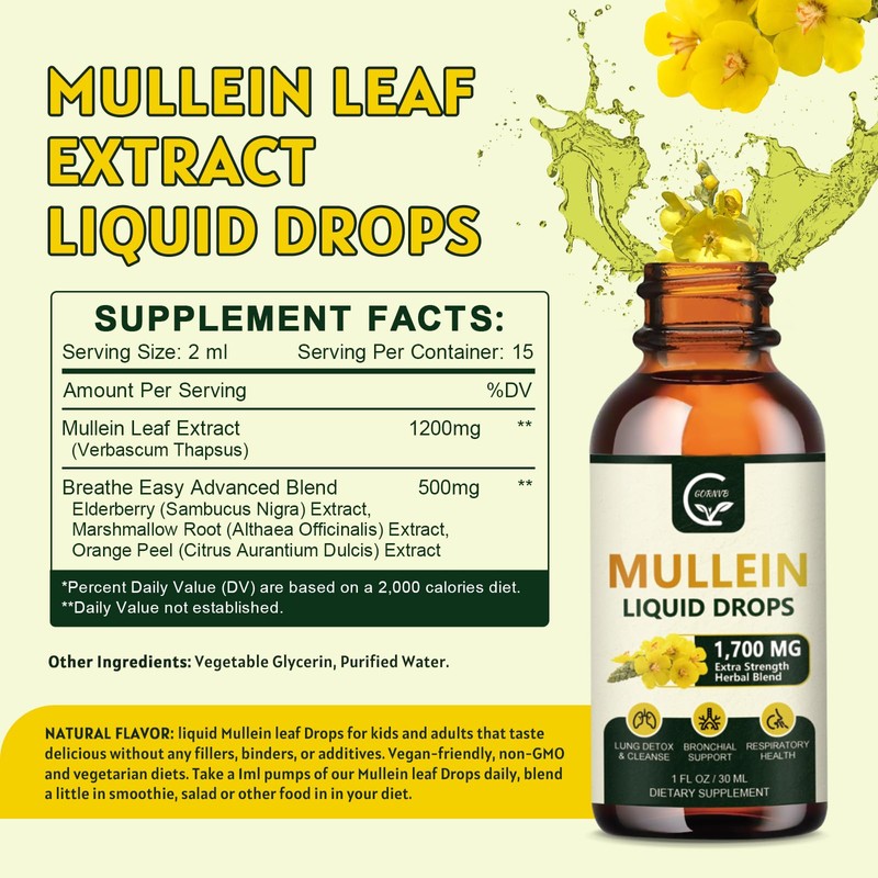 GORNVB (2 Pack) Mullein Drops for Lungs - Lungs Cleanse