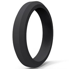 4mm Matte Black Brushed Silicone Ciassical Simple Plain Stackable Wedding Band Ring (Black, 7)