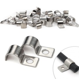 30 Pcs Pipe Clips 10mm Pipe Clamp Single-Hole Pipe Brackets V2A Stainless Steel U Brackets Heavy Duty Cable Clamps Fasteners for Ø 9-10.5mm Cables Water Pipes Fixing Flush Installation