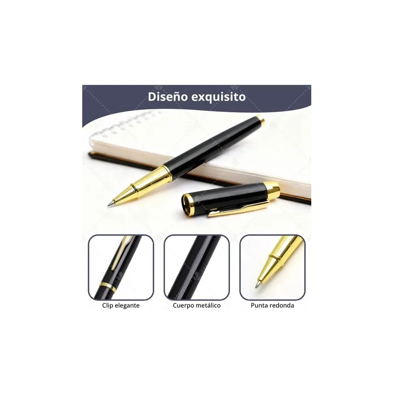 Bolígrafo Wiknices de Acero con Recambios y Estuche, Pack de