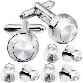 Cufflinks and Studs for Men-Fashion Men Silver Tuxedo Studs and Cufflinks Set for Regular Weeding Business Accessories