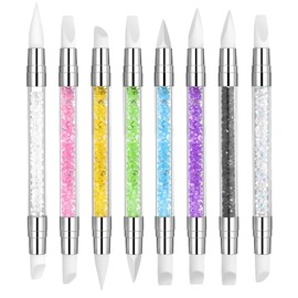 Oruola 8 Stück Nagel Pinsel,Silikon Tool Nägel Set,Silikon Nagel Pinsel für DIY Nail Art Design,Doppel Köpfe Maniküre Werkzeug mit Acryl Griff,Ideal für Anfänger und Profis