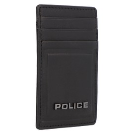 Police PT16-08536 Credit Card Holder Leather 7 cm with Money Clip, black, Classic