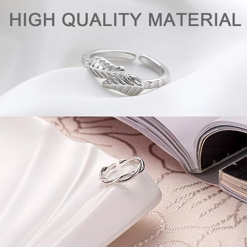 GXGM 12 Pcs Women Open Toe Rings Adjustable Band Rings