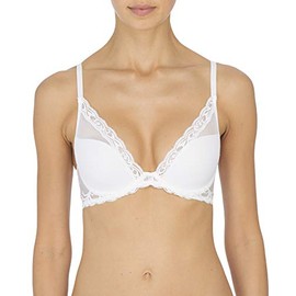 Natori Women's Feathers Contour Plunge Bra, White, 36C