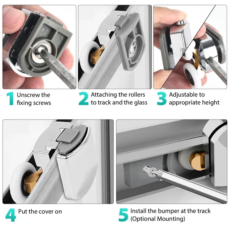 8 Pieces Shower Door Wheels Curved Shower Door Rollers Replacement