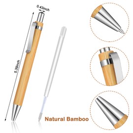 Bamboo Wooden Retractable Ballpoint Pen Black Ink 1 mm Pens Engraved Journaling Pen Refills Products Set Pens for Gifts Writing Office School Supplies (12 Pieces)