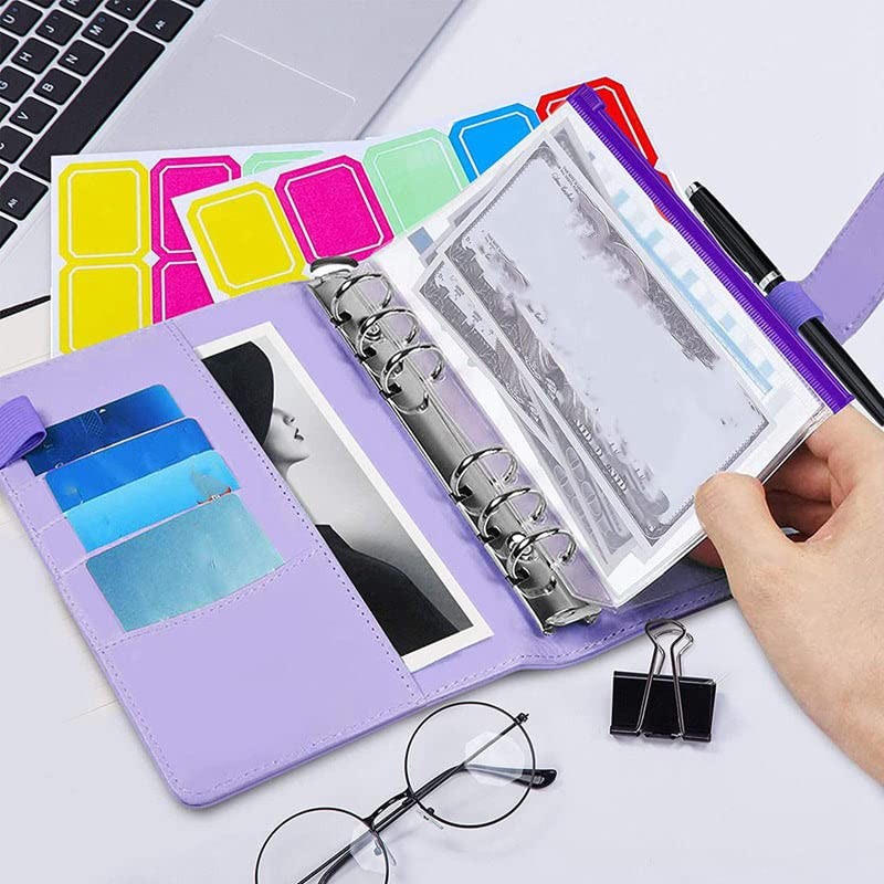 AIMALL A6 PU Leather Binder Cover Binder Pockets Cash Envelope