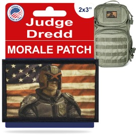 Judge Dredd/USA Flag Morale Patch | Judge Dredd by RedheadedTshirts| USA Flag Patches for Your Plate Carrier Accessories, Tactical Gear, Backpack, Hat, Tactica Vest, Rucksack| 2x3 Hook and Loop