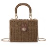 Fecialy Women Handwoven Rattan Handbag Beach Straw Tote Bag Square