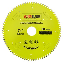 Saxton Tools TCT Circular Saw Blade 190 mm x 80 Teeth x 30 mm Bore, 16, 20, 25 mm Reducing Rings, Suitable for Wood, Corded and Cordless Circular Saws, Compatible with Bosch, Makita, Dewalt etc