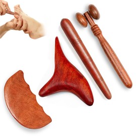 Eowppue Premium Acupressure Wand and Trigger Point Massager: 4 Piece Set Wooden Massage Stick for Professional Physiotherapy, ASMR Trigger Points & Fascia Stick, Portable and Skin Friendly