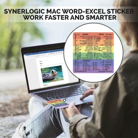 Synerlogic for Mac Word & Excel Shortcuts Cheat Sheet Sticker | Quick Reference Keyboard Shortcut Stickers | Word Excel Shortcuts Sticker MacBook Air/Pro (Rainbow)