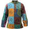 SHOPOHOLIC FASHION Men's Acid Washed Colourful Patchwork Hippie Grandad Shirt