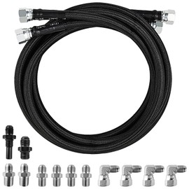 Mupera 6AN 70" Transmission Cooler Lines - Black Braided Transmission Lines Kit for GM Chevy Ford Turbo 700R4 4L60E 4L65E 4L80E, Heavy Duty Cooler Hose Fitting