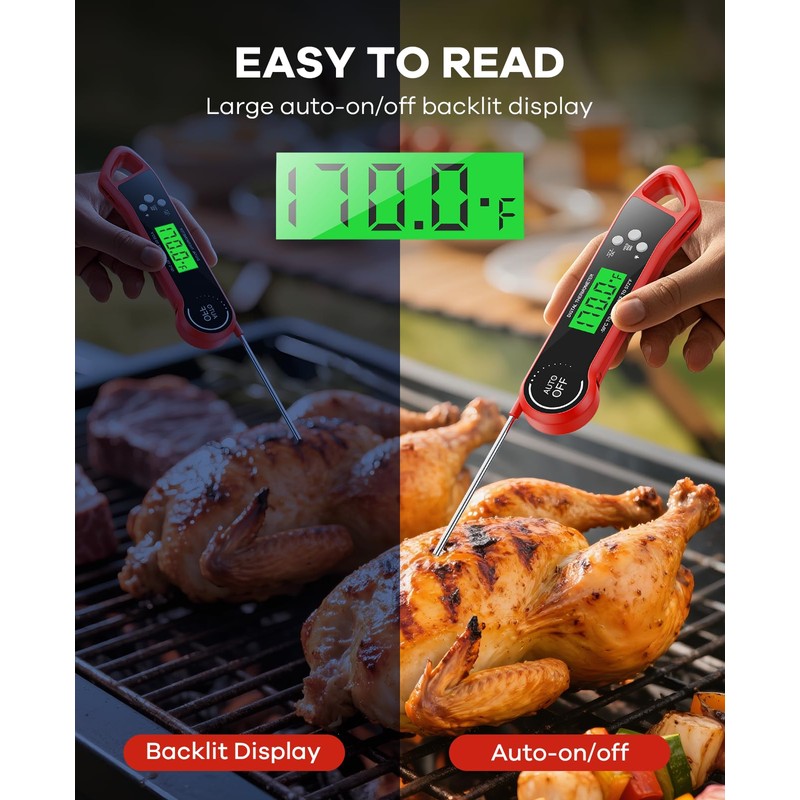 SILVLF Meat Thermometer Digital, Instant Read Thermometer with Backlight, Calibration
