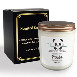 Mancheng-zi Inspirational Panda Candles Gifts for Girls Women, Gifts for Panda Lovers, Panda Bear Gifts, Always Be Yourself Unless You Can Be Panda Then Always Be a Panda Scented Candles (White)