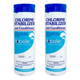 Robelle 1.75-Pounds 2-Pack Premium Chlorine Stabilizer and Conditioner, Concentrated Cyanuric Acid for Pools, Pool Stabilizer, Helps Chlorine Last Longer, Made in USA