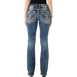 Rock Revival - Womens Grethe B202R Boot-Cut Jeans, Color Medium Blue, Size: 28W x 32L
