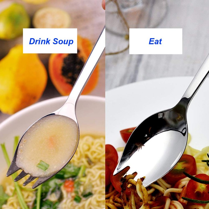 Serlife 2 in 1 Spoons Forks 3 Packs Stainless Steel
