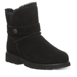 BEARPAW Women's Wellston Black Size 7 | Women's Boot Classic Suede | Women's Slip On Boot | Comfortable Winter Boot
