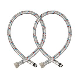 31 Inch Braided Stainless Steel Faucet Water Supply Hoses Female x M10 Male Thread Connector with Adapter for Bathroom & Kitchen Sink Faucet Installation 2-Pac