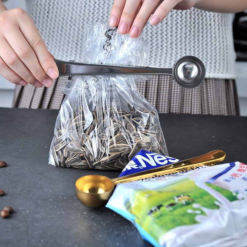 2PCS Coffee Scoop with Bag Clip, Stainless Steel Coffee Measuring