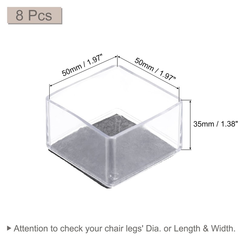 sourcing map Chair Leg Floor Protectors, 8Pcs Square PVC &