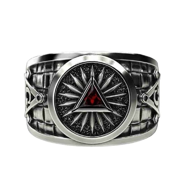 PikaLF Masonic Ring for Men, Crystal Triangle Masonic Ring, Freemason