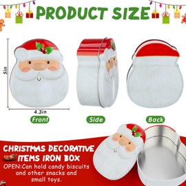 6 Pcs Christmas Cookie Tin Box Set Xmas Metal Candy Tins with Lids Food Storage Containers Cookie Jar Christmas Gift Packing Solution for Storing Candy Chocolate Biscuits Christmas Party Favor