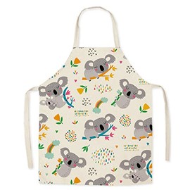 Eyands Kids Apron for Cooking and Baking - Cute Linen Pattern Kitchen Apron for Kids for Cooking and Painting, Garden Apron, Koala-Z