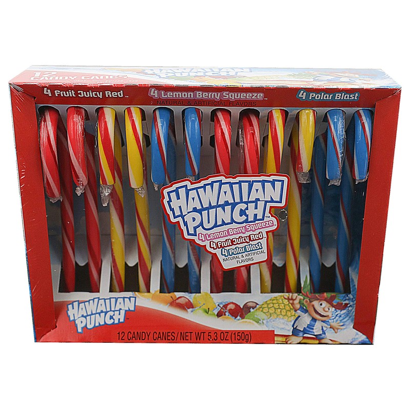 Frankford (1) Box Hawaiian Punch Flavored Candy Canes - Flavors: