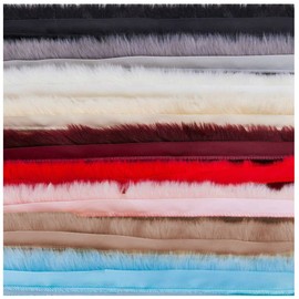 Fake Faux Quality Fur Woolly Fringe Trimming, Satin Ribbon, for Costume, Crafts, Decoration, 9 Colours, by Neotrims. Black 25mm, 1 Meter