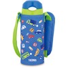Thermos Straw Bottle 400ml Blue Green for Children School Use