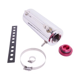 HRC Universal Fluid Reservoir Tank with Bracket One Outlet 3" X 8" Aluminum Chrome