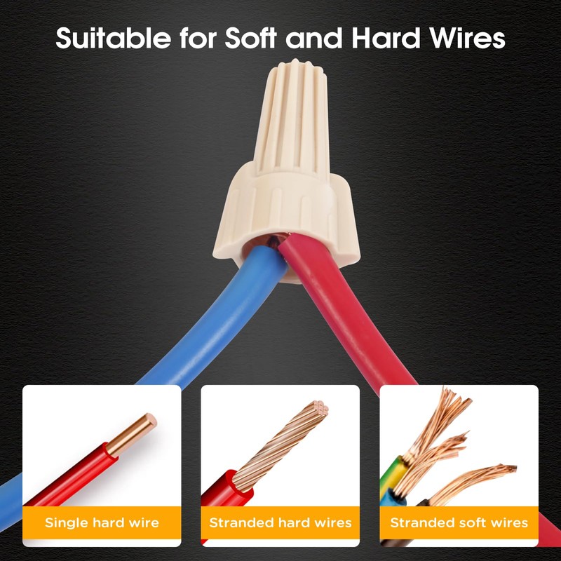 Leepenk Tan Wire Nuts Connectors P12 22-10AWG Twist Wire Caps