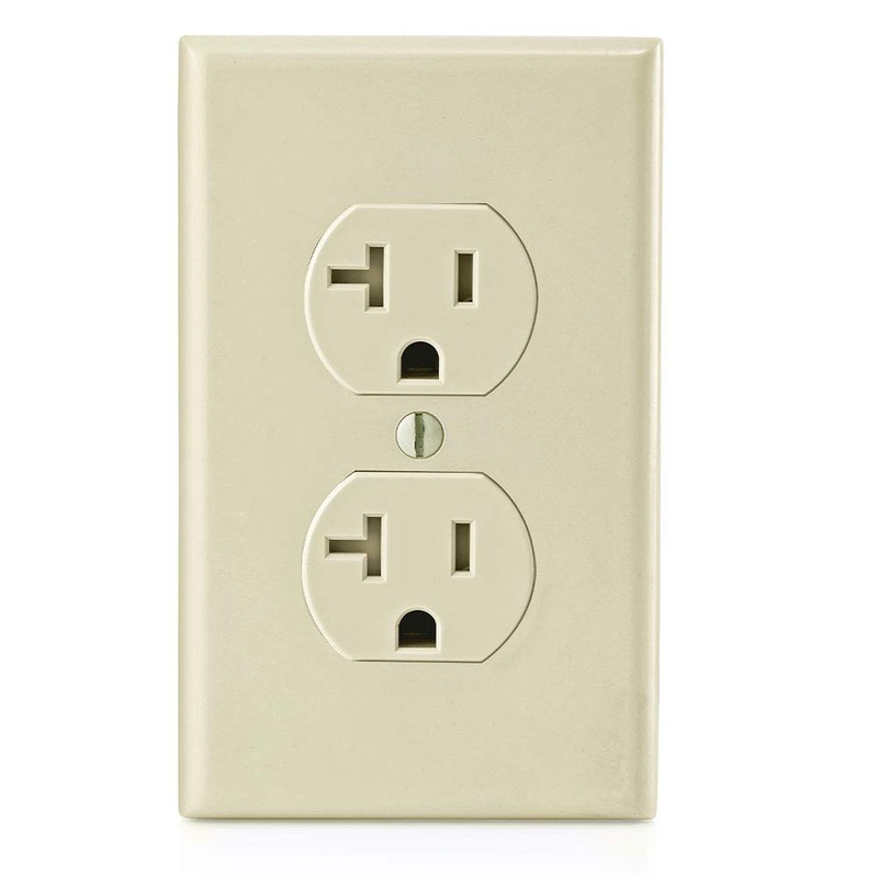 Leviton T5820-I, 20 Amp Tamper-Resistant Duplex Outlet, Ivory