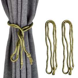 KXLife Snake Curtain Tiebacks Clips, Decorative Drapes Holdbacks, Handmade Metal Rope Tiebacks, Creative Window Drapes Twist Tie Backs, Snake Crafts (Antique Brass, 2 Pack)