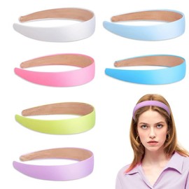 Acpetdr 6Pcs Padded Headbands for Women Girls Non Slip Leather Headband Wide Head Band Fashion Headbands Solid Hairband Headband Hair Accessories for Women