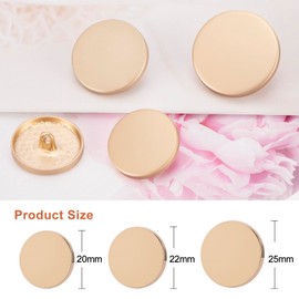 ZENGLU 10 pcs 0.98 inch/25 mm Hand-Stitched Gold Coloured Metal Buttons Additional Buttons Suitable for Suits, Jackets, Coats, Shirts and Jeans