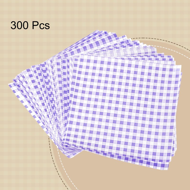 HARFINGTON 300pcs Square Checkered Wax Paper Sheets 7.09" x 7.09"