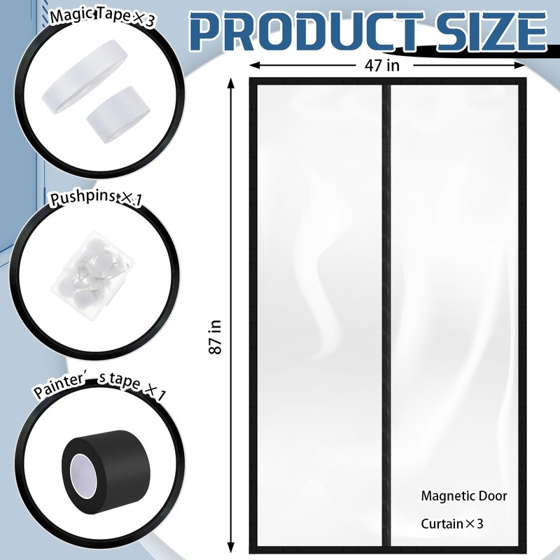Preboun 3 Sets Dust Barrier Magnetic Door Barrier Door Kit