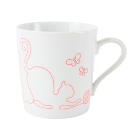 Mino ware Japanese Ceramics Mug Cup Light Weight Wire Art Cat made in Japan (Japan Import) (Red) AKM006