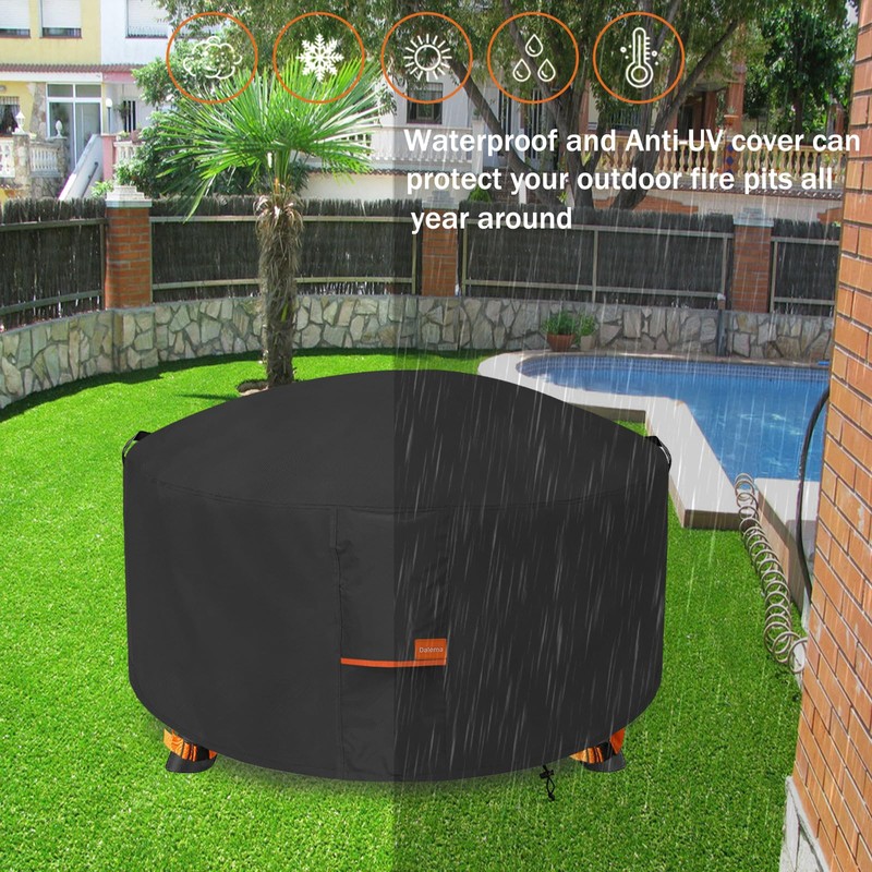 Fire Pit Cover,Outdoor Heavy Duty 600D 100% Waterproof Fire Pit