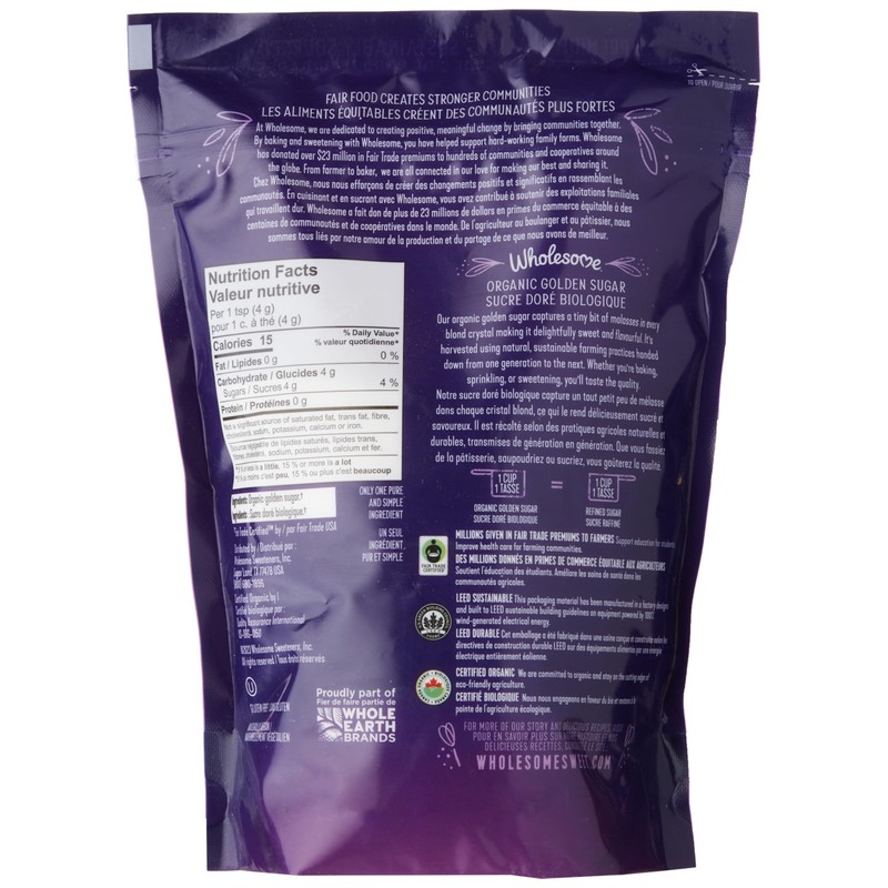 Wholesome Sweeteners, Organic Sugar, Cane, 2 lb