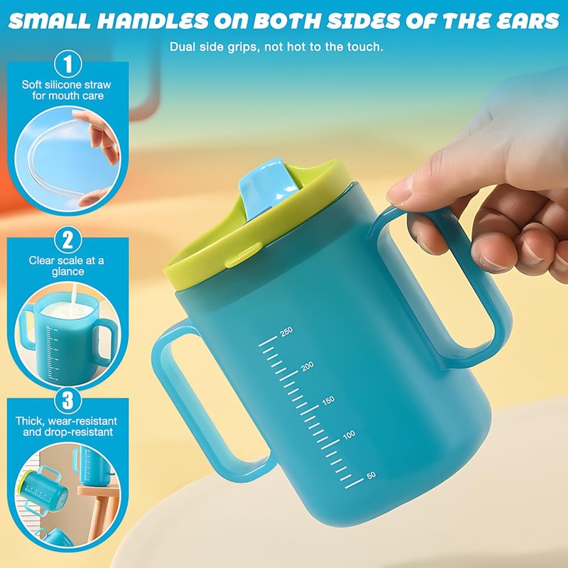 HOVCEH 2 PCS Elderly Spill Proof Cups, 280 ml Unspillable