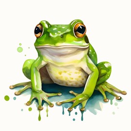 Fabric Panel 14"x14" Frog 100% Cotton Quilting Block Square L458