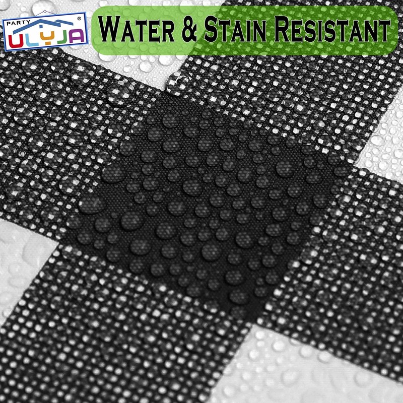 PARTY ULYJA Black Gingham Checkered 2 Pack Plastic Tablecloth Rectangle